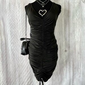 Fashion Nova Shanghai Ruched Dress - Black